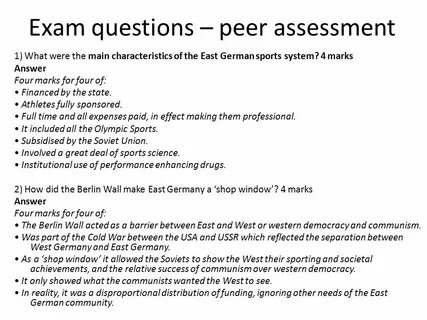 Exam Revision. Exam questions - peer assessment 1) What were