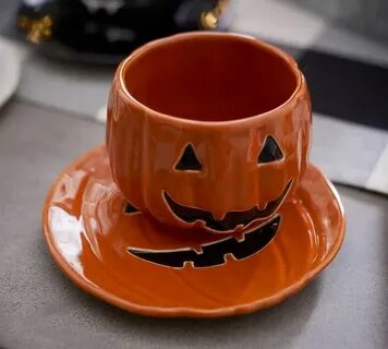 Jack-O'-Lantern Plate Halloween mug, Fall halloween decor, H