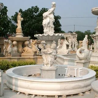 Lady Pouring Water Egypt Cream Marble Water Fountain Statues