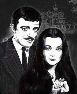 Drawing of The Adams Family Morticia and Gomez by Francesca 