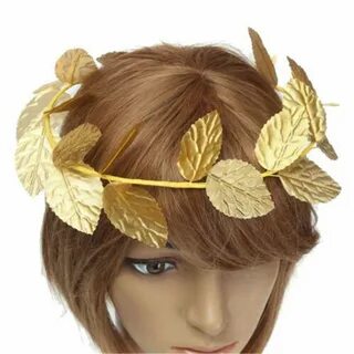 2pcs Greek Roman Goddess Gold Toga Leaves Laurel Wreath Head