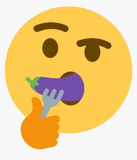 Eating Eggplant Emoji , Png Download - Emoji With Gun In Mou