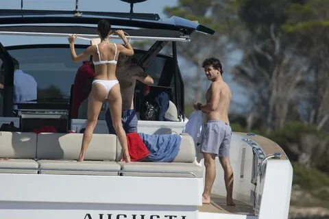 Maria Pedraza - In a white bikini on a yacht in Formentera -