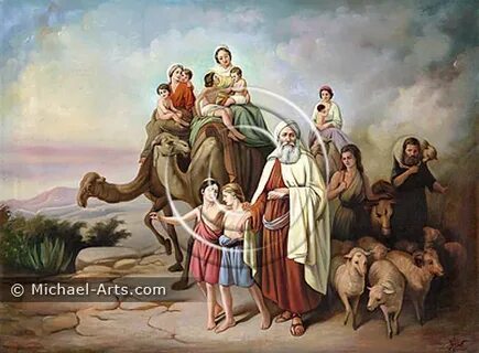 Abraham's Journey to Canaan - Judaica art & Jewish Biblical 