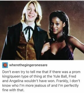 Angelina Johnson, Harry Potter, hp, Fred weasley, Yule ball 