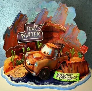 Mater, The Tow Truck Disney cars cake, Car themed parties, C