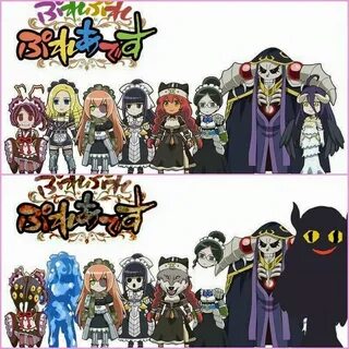 "Overlord", Chibi characters, Ainz Ooal Gown with Albedo & B