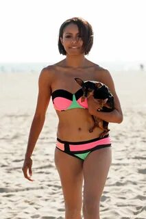 Kat Graham Cottrell Guidry Showing PDA Beach Bikini-Clad Kat