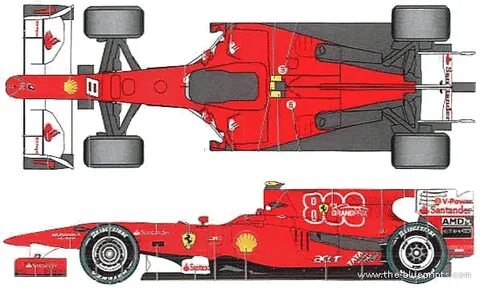 2010 Ferrari F10 F1 GP Formula blueprints free - Outlines