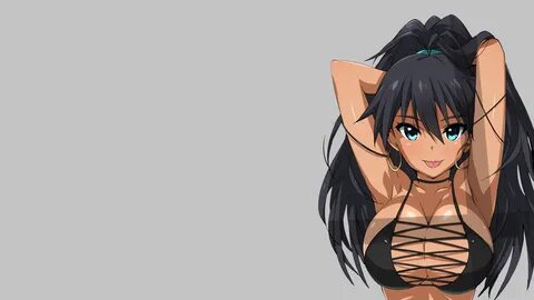 Download Wallpaper anime, manga, anime girls, black swimsuit, bikini, long ...