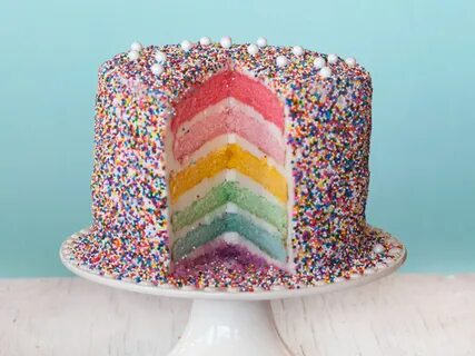 Rainbow Layer Cake Recipe Rainbow layer cakes, Rainbow cake,