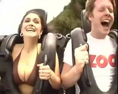 Tits popping out on slingshot ride.