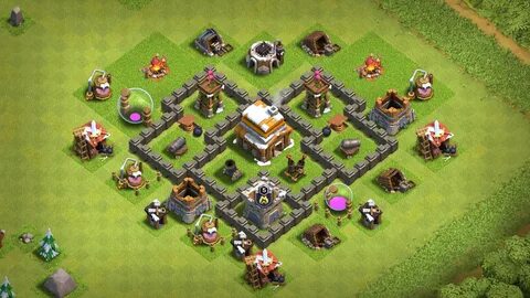 NEW BEST Town Hall 4 TH4 Base with REPLAY 2019