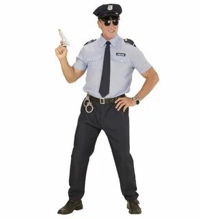Policeman costume police cop fancy dress shirt trousers hat 