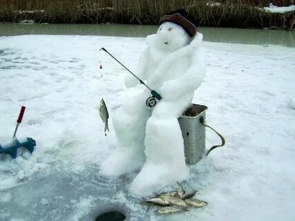 Create meme "snowman fishing, winter fishing , winter fishin