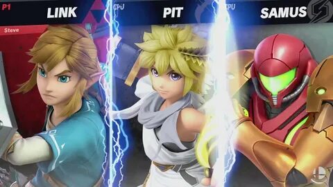 LINK VS PIT VS SAMUS SUPER SMASH BROS NINTENDO - YouTube