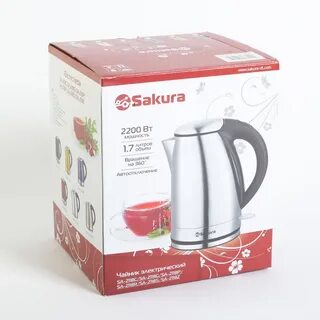 Чайник дисковый электрический Sakura SA-2118R, 1,7 л, 2200Вт