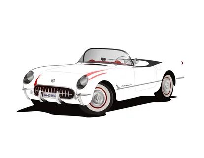 Corvette, Black And White sports car, drawing free image dow