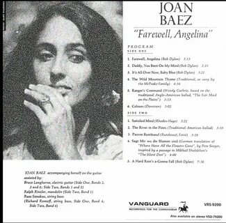 Back cover, Joan Baez's Farewell Angelina Joan baez, Blue bo