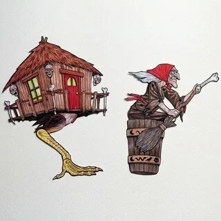 Baba Yaga and Her Chicken Legged Hut Articulated Paper Dolls