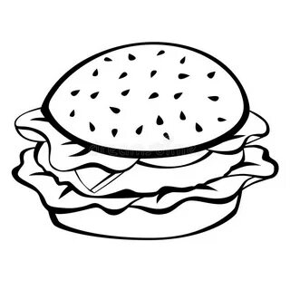 Hamburger Graphic Fast Food Color Sketch Seamless Pattern Ba