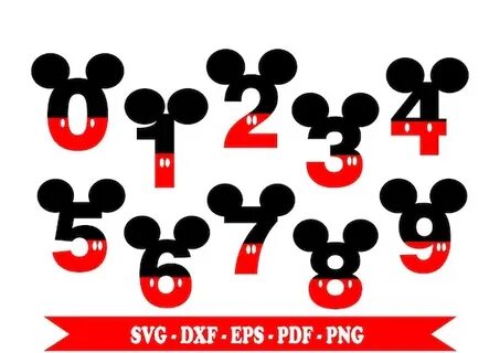 Numbers of Mickey Mouse svg download in digital format eps E