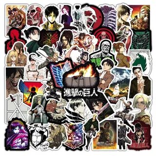50pcs Japan Anime Cartoon Attack On Titan Stickers For Laptop Car Luggage Skateb