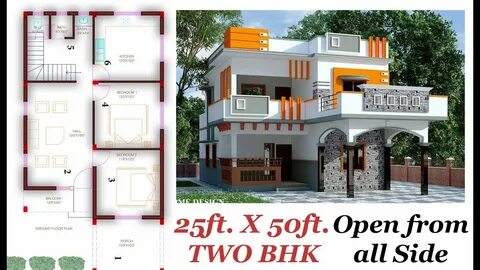 25X50 TWO BHK WITH 3D VILLAGE THEME House planning Ar. Lokes