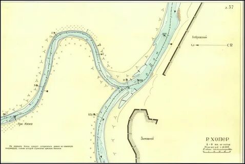 Карта - лоция реки Хопер. Лист 37 - Зимовной - Лист 38 Услов