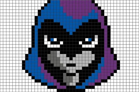 raven teen titans png - Anime Pixel Art Grid #2727901 - Vipp