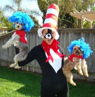 Thing One and Thing Two with a Cat in the Hat costumes Costu