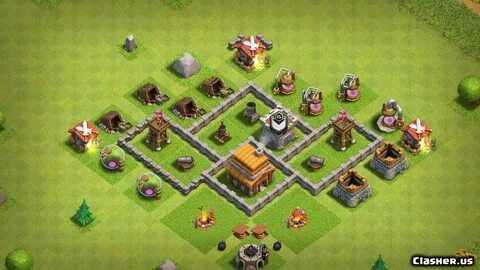 Town Hall 4 Th4 Best Base v2 With Link 8-2019 - Farming Base