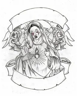 Virgin Mary Tattoo Sketch