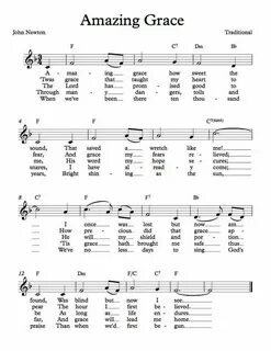 Amazing Grace Easy piano sheet music, Clarinet sheet music, 