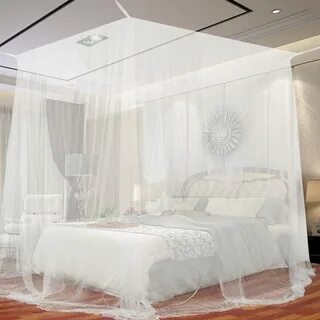 Балдахин 4 Corner Bedroom Post Bed Canopy Mesh Curtain Mosqu