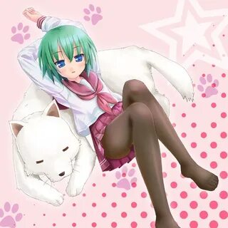 Safebooru - cherry (dog) cherry (lucky star) feet green hair