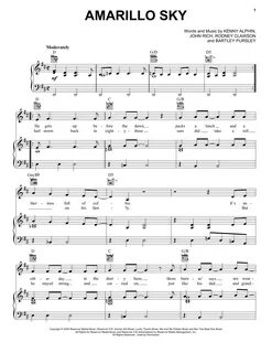 Jason Aldean "Amarillo Sky" Sheet Music PDF Notes, Chords Po