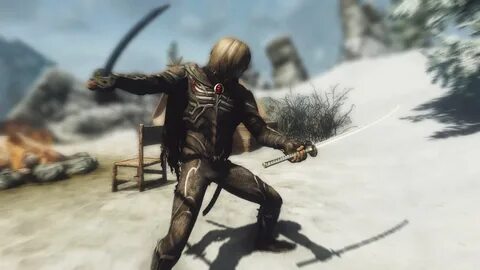 ninja armor battle pose at Skyrim Nexus - Mods and Community