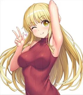 Safebooru - 1girl ;q armpits arms up bang dream! blonde hair