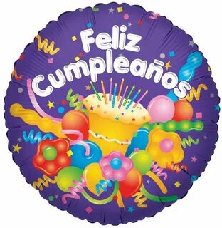 34950 - 18" Feliz Cumpleanos Cake & Streamers SPANISH - Ball