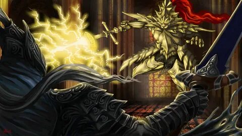 ArtStation - Dragon Slayer Ornstein vs. Knight Artorias.