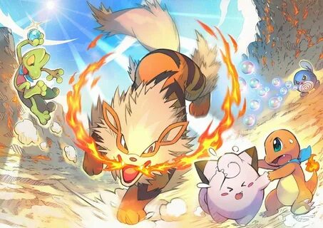 Arcanine clefairy charmander treeko poliwag fire fang Pokémo