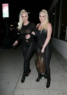 Kristina and Karissa Shannon in black transparent outfits cl