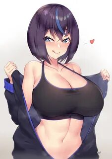 Safebooru - 1girl :q artist name bangs bare shoulders blue e