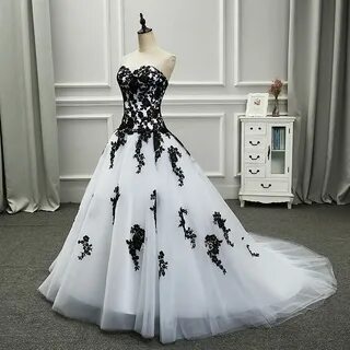 Элегантные белые и черные свадебные платья с аппликацией тюл