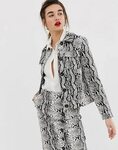Warehouse faux leather jacket in snake print ASOS