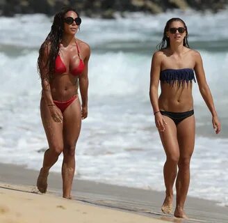Alex Morgan and Sydney Leroux showing off their hot bikini b
