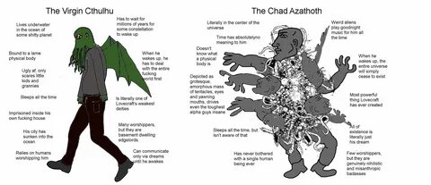 The Virgin Cthulhu vs. the Chad Azathoth #lovecraft #memes M