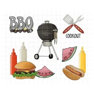 Cookout Digital Planner Stickers Grilling Clipart for Etsy