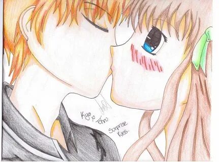 Tohru and Kyo kissing. Anime fruit basket
